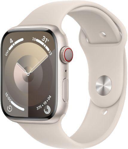 Apple Watch Series 9 (GPS) - 64GB - 45mm - Starlight Aluminum Case with Starlight Rubber Sport Band - Medium/Large Size