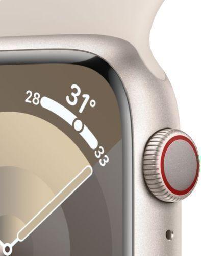 Apple Watch Series 9 (GPS) - 64GB - 45mm - Starlight Aluminum Case with Starlight Rubber Sport Band - Medium/Large Size