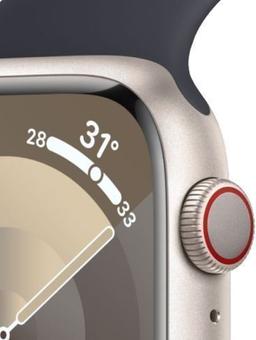 Apple Watch Series 9 (Cellular + GPS) - 64GB - 45mm - Starlight Aluminum Case with Midnight Rubber Solo Loop Band - Medium/Large Size