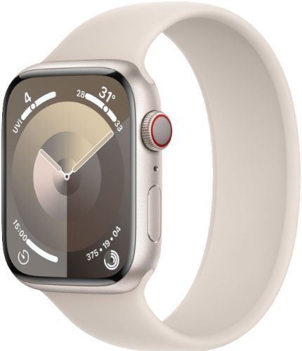 Apple Watch Series 9 (GPS) - 64GB - 45mm - Starlight Aluminum Case with Starlight Rubber Solo Loop Band - Small/Medium Size