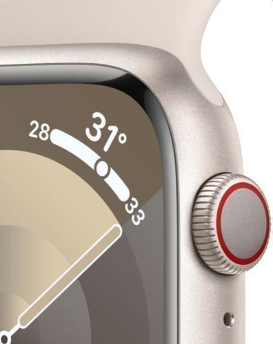 Apple Watch Series 9 (GPS) - 64GB - 45mm - Starlight Aluminum Case with Starlight Rubber Solo Loop Band - Small/Medium Size
