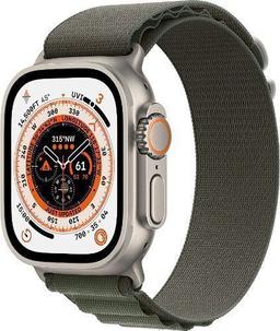 Apple Watch Ultra (Cellular + GPS) - 32GB - 49mm - Titanium Titanium Case with Green Textile Alpine Loop Band - One Size