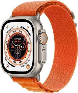 Apple Watch Ultra (Cellular + GPS) - 32GB - 49mm - Titanium Titanium Case with Orange Textile Alpine Loop Band - One Size