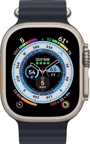 Apple Watch Ultra (Cellular + GPS) - 32GB - 49mm - Titanium Titanium Case with Midnight Rubber Ocean Band - Medium Size