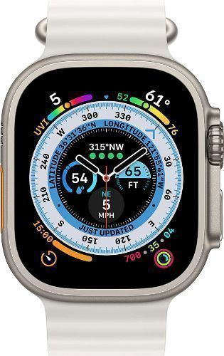 Apple Watch Ultra (Cellular + GPS) - 32GB - 49mm - Titanium Titanium Case with White Rubber Ocean Band - Medium Size