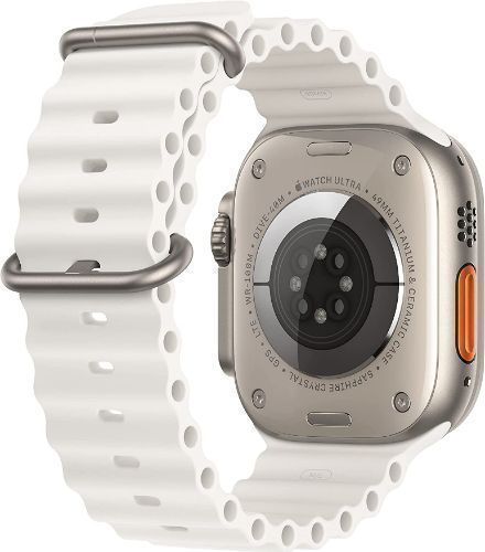 Apple Watch Ultra (Cellular + GPS) - 32GB - 49mm - Titanium Titanium Case with White Rubber Ocean Band - Medium Size