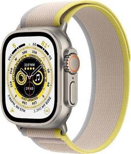 Apple Watch Ultra (Cellular + GPS) - 32GB - 49mm - Titanium Titanium Case with Yellow/Beige Textile Trail Loop Band - S/M Size