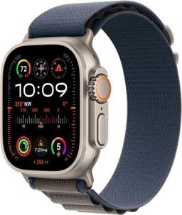 Apple Watch Ultra 2 (Cellular + GPS) - 64GB - 49mm - Titanium Titanium Case with Blue/Grey Textile Alpine Loop Band - One Size