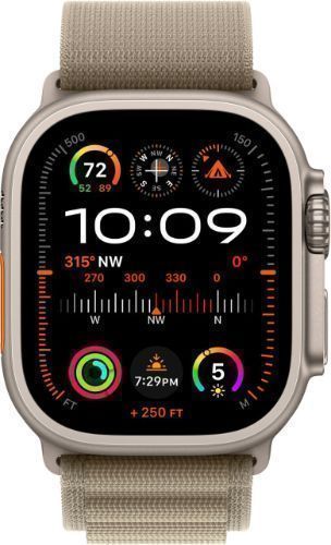 Apple Watch Ultra 2 (Cellular + GPS) - 64GB - 49mm - Titanium Titanium Case with Olive Textile Alpine Loop Band - Medium Size