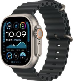 Apple Watch Ultra 2 (Cellular + GPS) - 64GB - 49mm - Titanium Titanium Case with Black Rubber Ocean Band - S/M Size