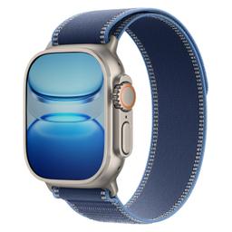 Apple Watch Ultra 3 - 64GB - 49mm - Natural Titanium Case with Blue/Bright Blue Titanium Trail Loop Band - Small Size