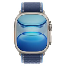 Apple Watch Ultra 3 - 64GB - 49mm - Natural Titanium Case with Blue/Bright Blue Titanium Trail Loop Band - Small Size