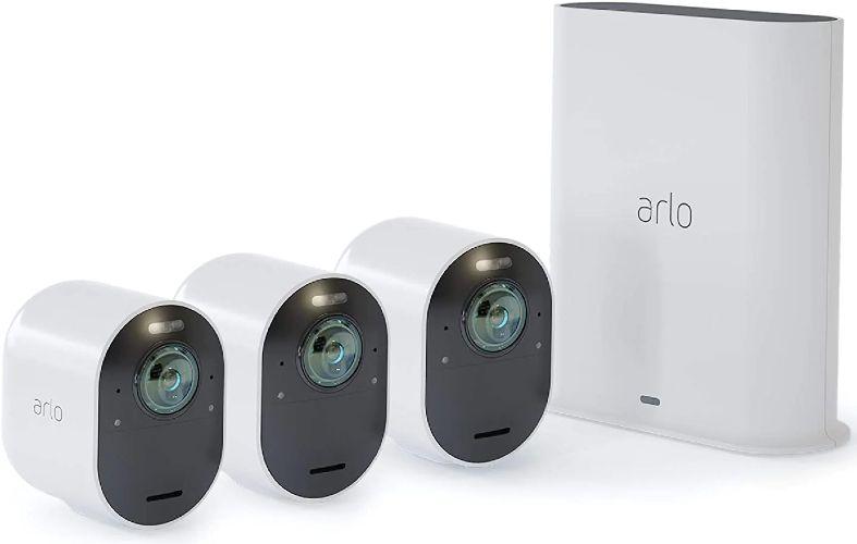 Arlo  Ultra 4K UHD Wire-Free Security System 3 Camera - White - Good