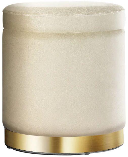 Artiss  Ottoman Storage Foot Stool Round - Velvet Cream - Brand New