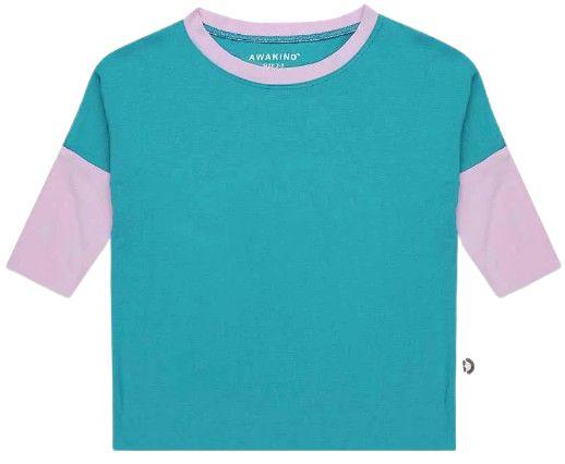Awakind  Junior Unisex Bamboo 3/4 Top (Size 4-5) - Teal - Brand New