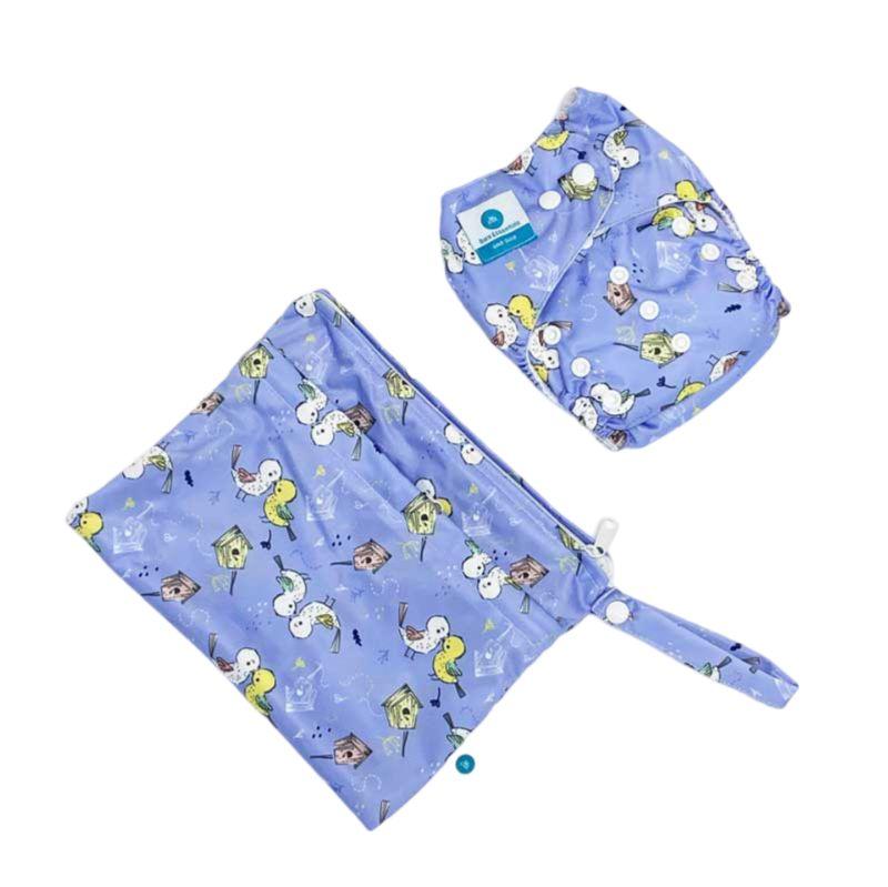 Bare Essentials  Nappy With Wetbag - Love Birds - Over Stock