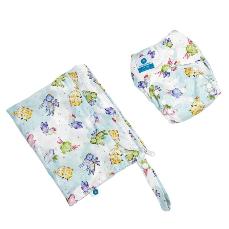 Bare Essentials  Nappy With Wetbag - Mystical Creatures - Over Stock