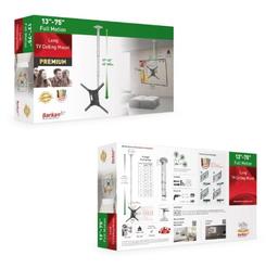Barkan Long TV Ceiling Mount  Full Motion 13-75 Inch - Brand New - Black