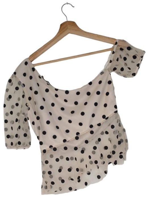 Boohoo Polka Dot Off The Shoulder Blouse 8 - Cream/Black