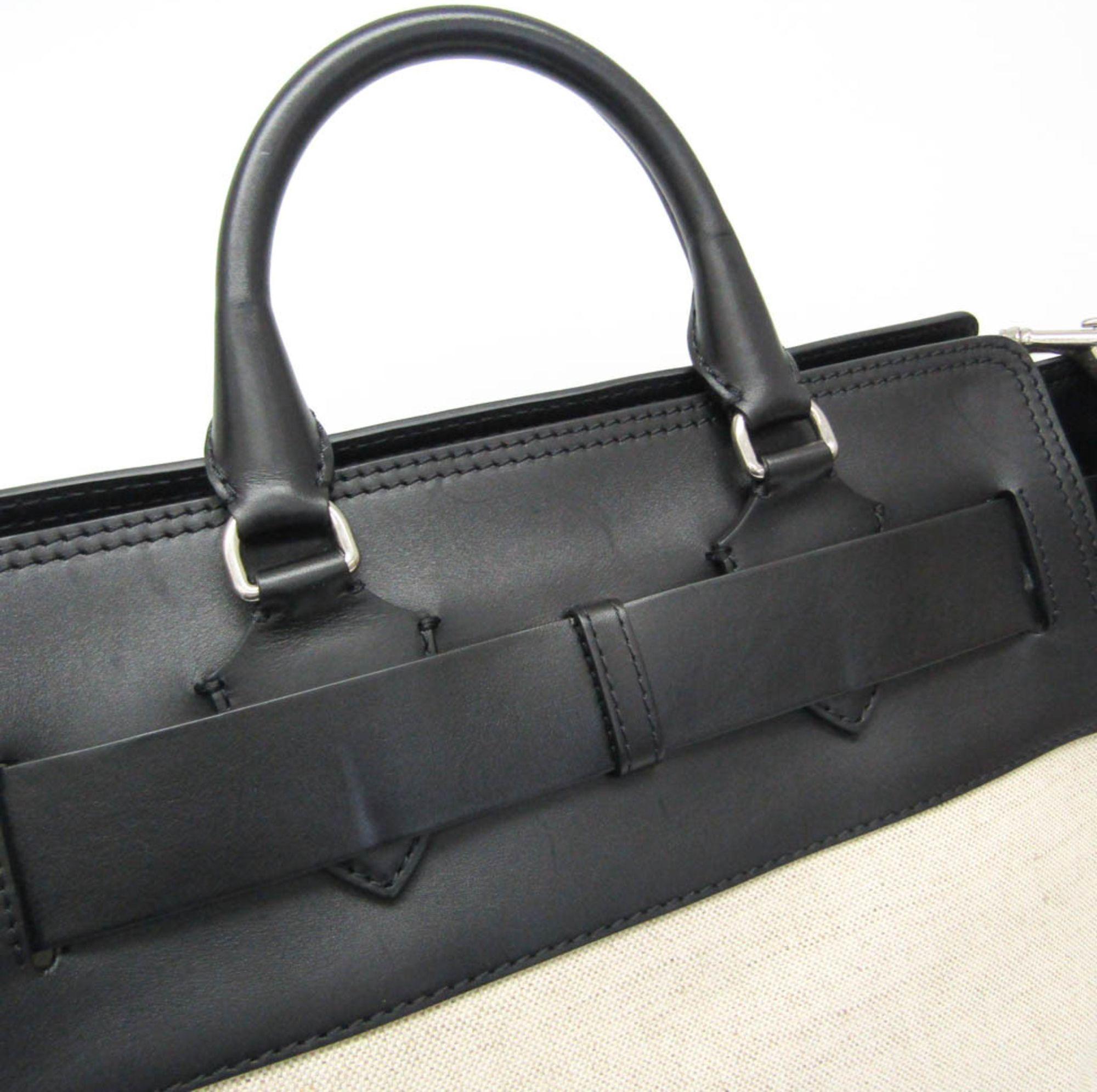 Burberry Leather Canvas Handbag Shoulder Bag