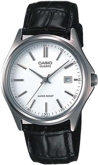 Casio  MTP-1183E-7A Quartz Analog Genuine Leather Men's Watch - Silver/Black - Excellent