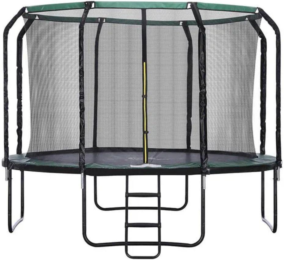 Centra  Kids Round Trampoline 12-Feet with Basketball Set - Black/Orange - Brand New