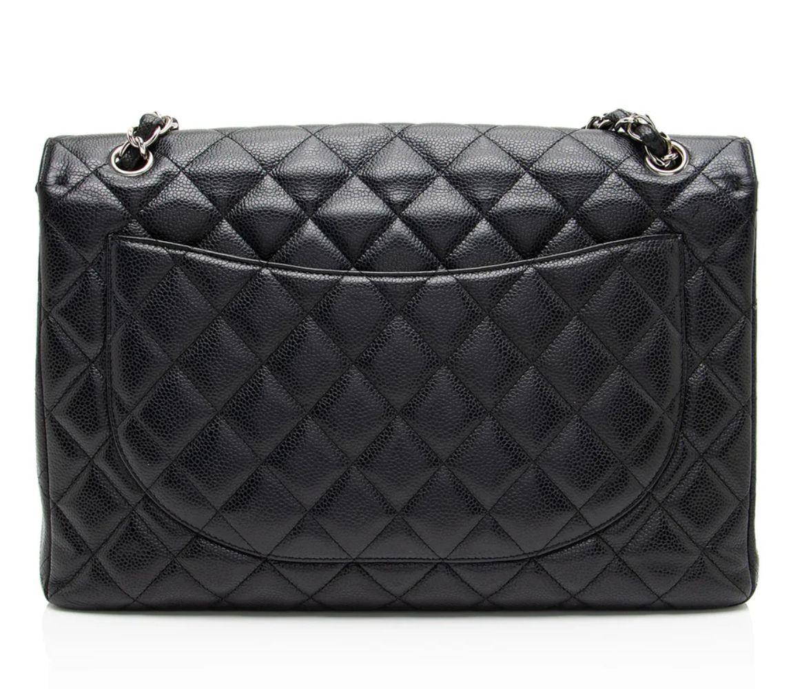 Refurbished Chanel Caviar Leather Classic Maxi Single Flap Bag - Reebelo Australia