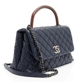 Chanel Caviar Leather Lizard Coco Small Top Handle