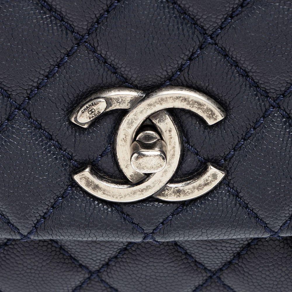 Chanel Caviar Leather Lizard Coco Small Top Handle