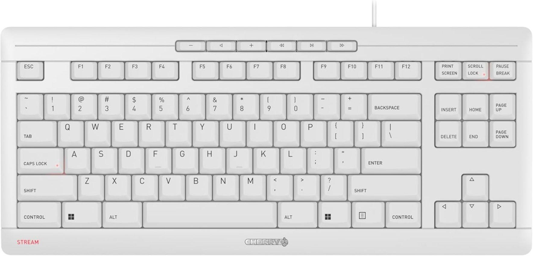 Cherry  Stream TKL Wired Compact Keyboard - White - Premium