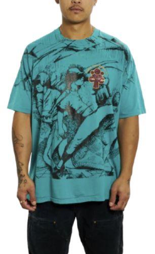 Coulee Youth Centres  All Over Print Baseball Tee XL - Dark Cyan - Excellent