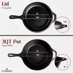 Cuisinel 2in1 Cast Iron Skillet with Lid 10"
