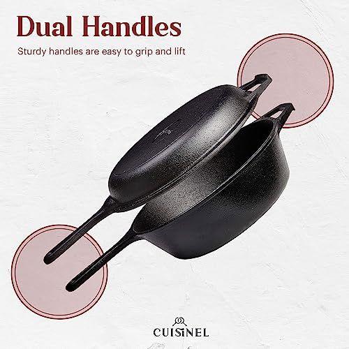 Cuisinel 2in1 Cast Iron Skillet with Lid 10"