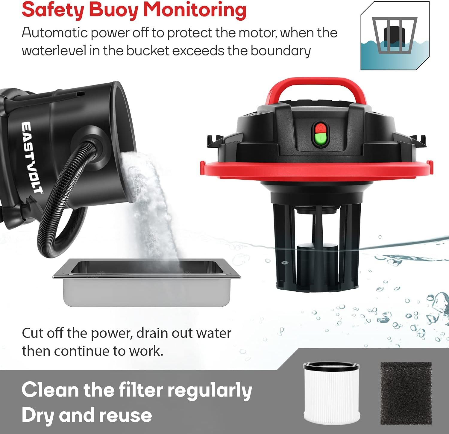 Eastvolt Wet Dry Vacuum Cleaner K-411F - EVWDV01