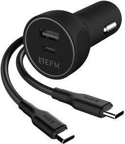 EFM Dual Port Car Charger USB-C to A Ports - Black