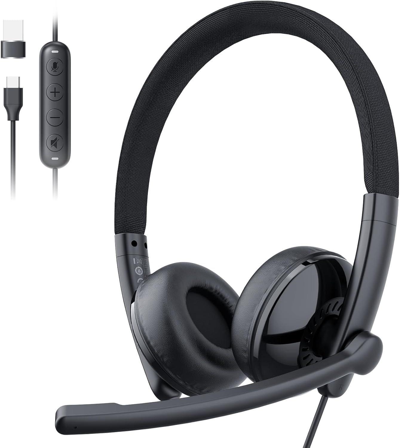Emeet HS50 Wired Headset on-Ear Computer Headphones