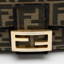 Fendi Zucca Calfskin Baguette Shoulder Bag