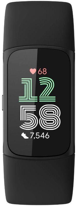 Fitbit Charge 6 Fitness Tracker - Black Aluminum Case with Obsidian Silicone Infinity Band