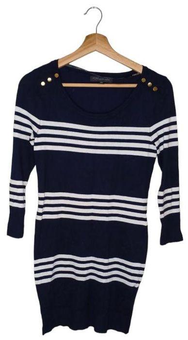 Forever New  Longline Knit Blouse XS - Navy/White - Excellent