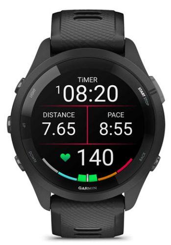 Garmin  Forerunner 265 Smartwatch - 8GB - Black-Fiber-reinforced Polymer-Quick Release Band-Gray/Black - 46mm - Black - Fiber-reinforced Polymer - Gray/Black - Quick Release Band - Silicone - Excellent