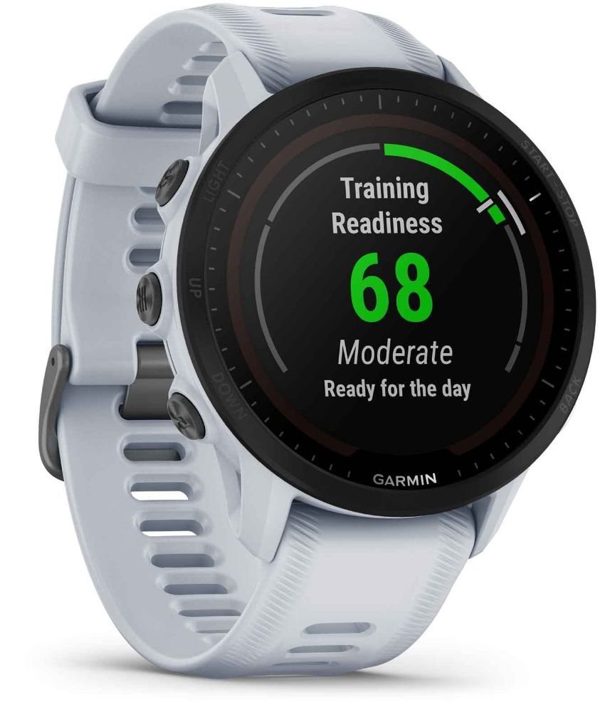 Garmin Forerunner 955 Smartwatch - 33mm - Whitestone Fiber-reinforced Polymer Case with Whitestone Silicone Silicone Strap