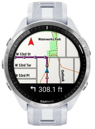Garmin  Forerunner 965 Smartwatch - Silver-Titanium-Silicone Band-Whitestone - 35.4mm - Silver - Titanium - Whitestone - Silicone Band - Silicone - Excellent