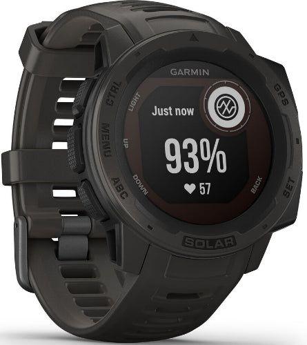 Garmin Instinct Solar Smartwatch - 45mm - Graphite Fiber-reinforced Polymer Case with Graphite Silicone Standard Edition Silicone Strap