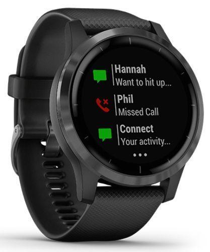 Garmin Vivoactive 4 Smartwatch - 45mm - Slate Fiber-reinforced Polymer Case with Black Silicone Silicone Strap