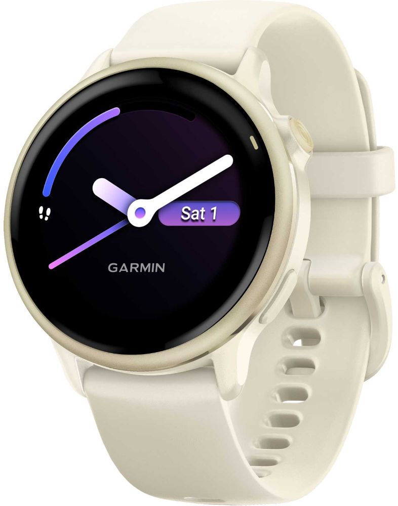 Garmin Vivoactive 6 GPS Smartwatch - 8GB - 30.4mm - Lunar Gold Fiber-reinforced Polymer Case with Bone Silicone Silicone Band