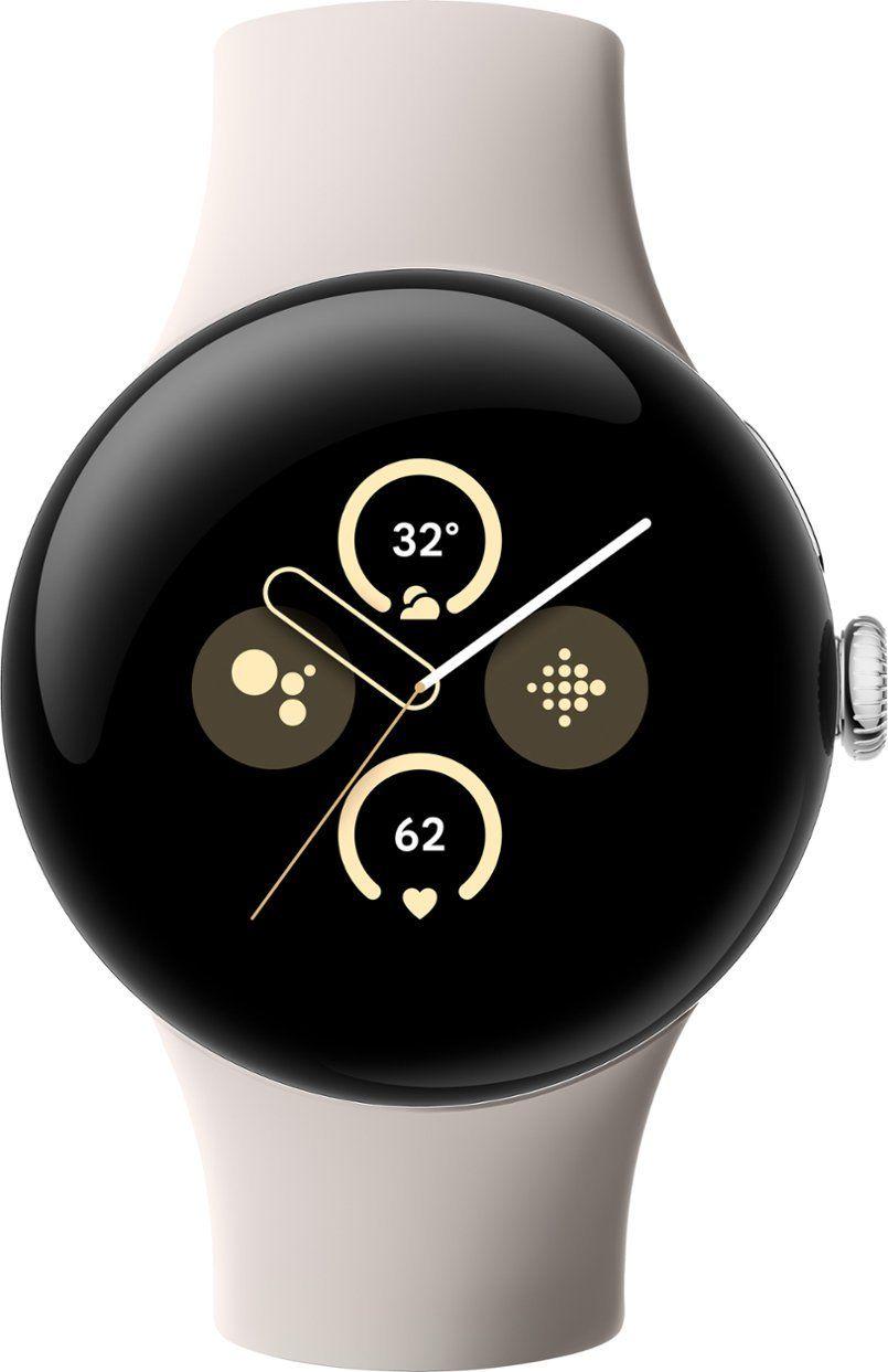 Google  Pixel Watch 2 - 32GB - Polished Silver-Aluminum-Active Band-Porcelain - Bluetooth - 1.2 inch - Polished Silver - Aluminum - Porcelain - Active Band - Fluoroelastomer - Good
