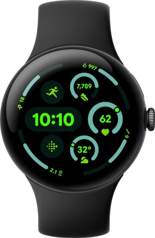 Google  Pixel Watch 3 - 32GB - Matte Black-100% Recycled Aluminum-Active Band-Obsidian - Bluetooth - 41mm - Matte Black - 100% Recycled Aluminum - Obsidian - Active Band - Fluoroelastomer - Excellent