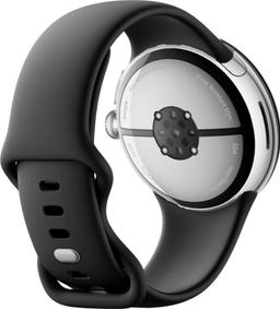 Google Pixel Watch 3 (Bluetooth + LTE) - 32GB - 45mm - Polished Silver 100% Recycled Aluminum Case with Obsidian Fluoroelastomer Active Band