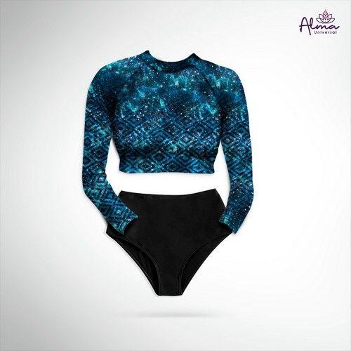 Alma Universal High Waisted Bikini  Women 3 Piece Swimsuit OCEAN LOVER ( SET OF 3) UPF 50+ Zipper Rash Guard Wetsuit Top  made from recycled plastic bottles - Default - Brand New