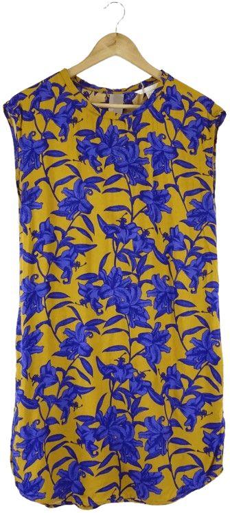 H&M  Floral Shift Dress 6 - Orange/Blue - Excellent